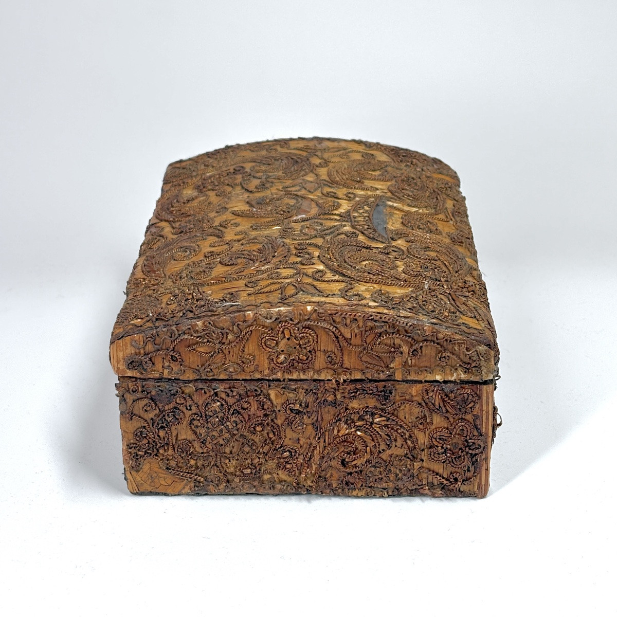 Coffret bombé en marqueterie de paille - XVIIe siècle-photo-2