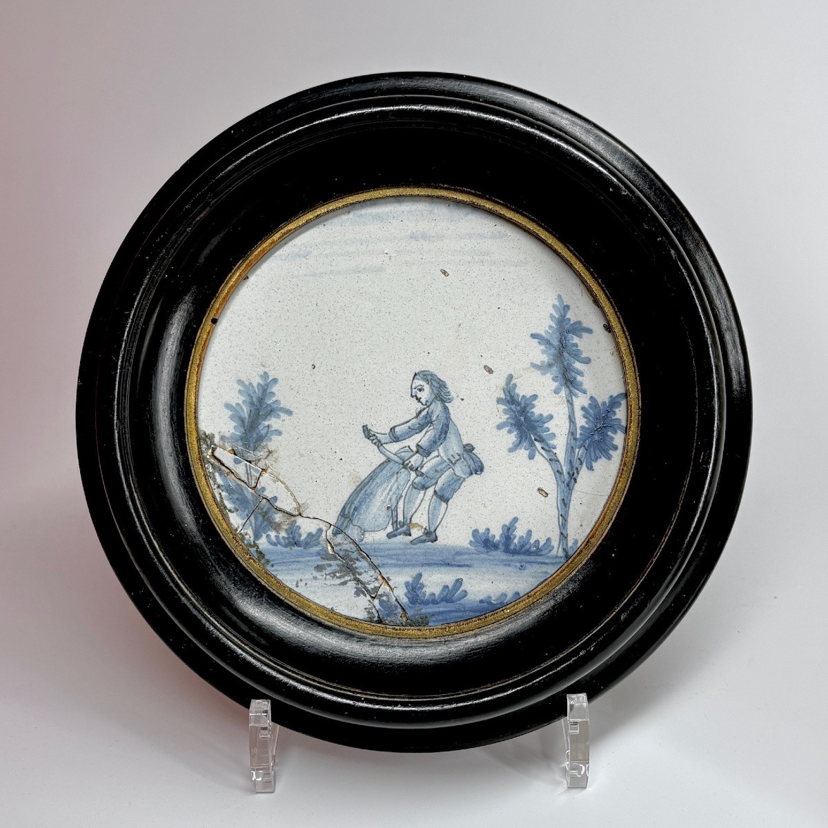 Four Earthenware Plaques In Medallions - 18th Century-photo-2