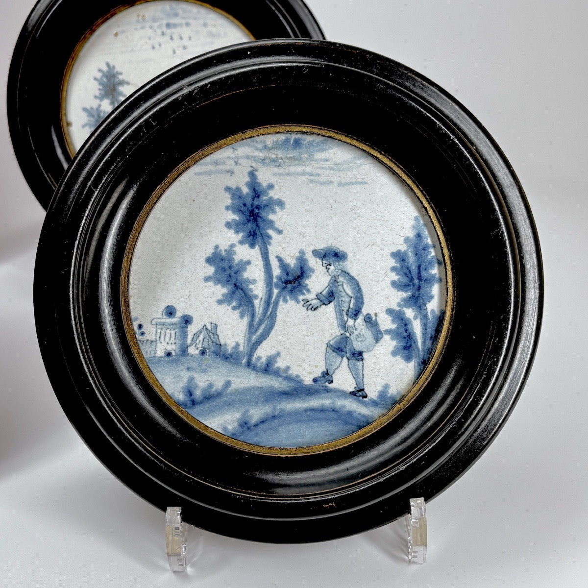 Four Earthenware Plaques In Medallions - 18th Century-photo-4