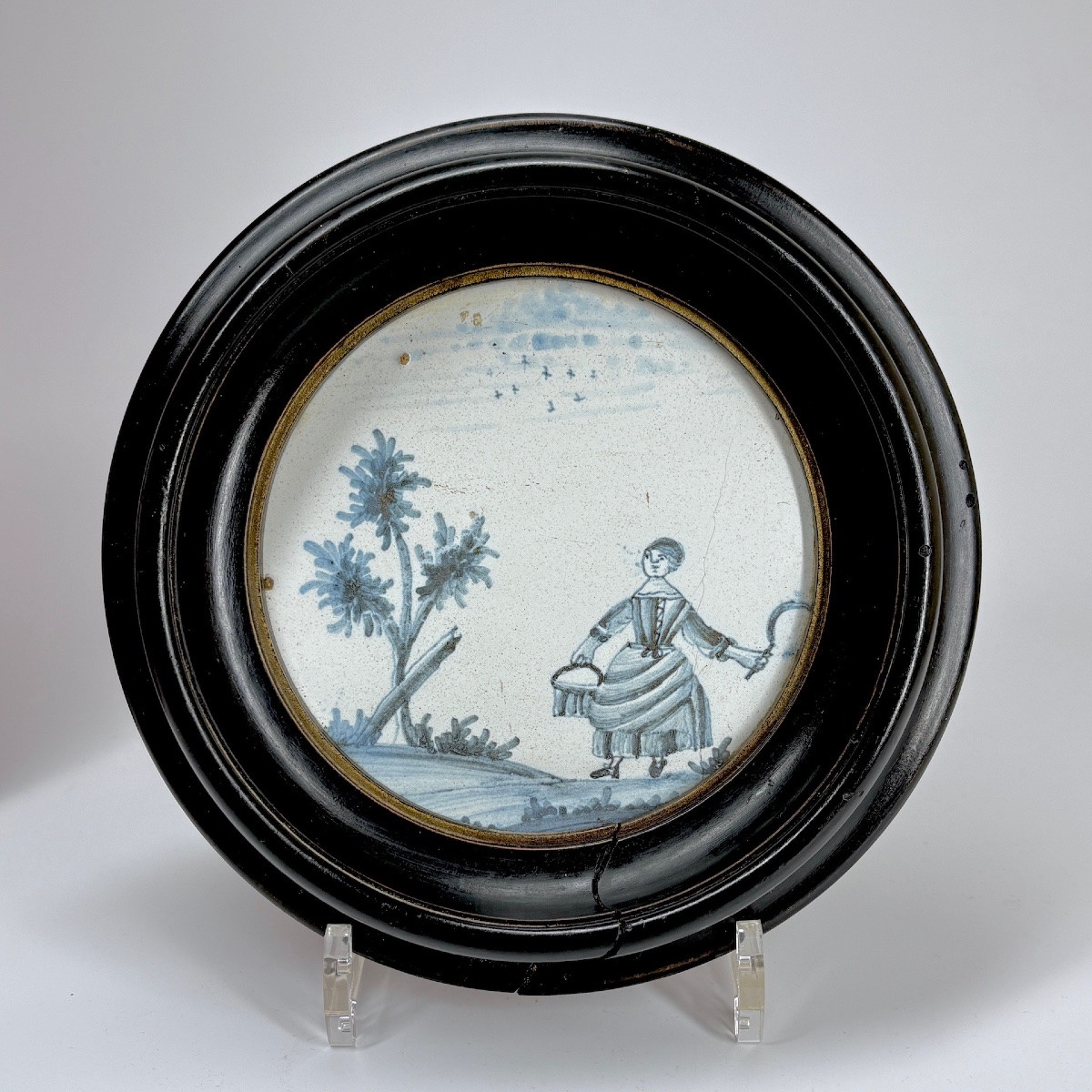 Four Earthenware Plaques In Medallions - 18th Century-photo-1