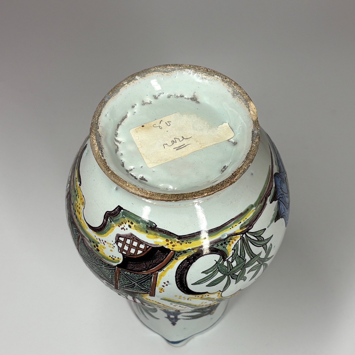 Rare Desvres Earthenware Pitcher With Chinese Figures And A Pagoda - Eighteenth Century-photo-2