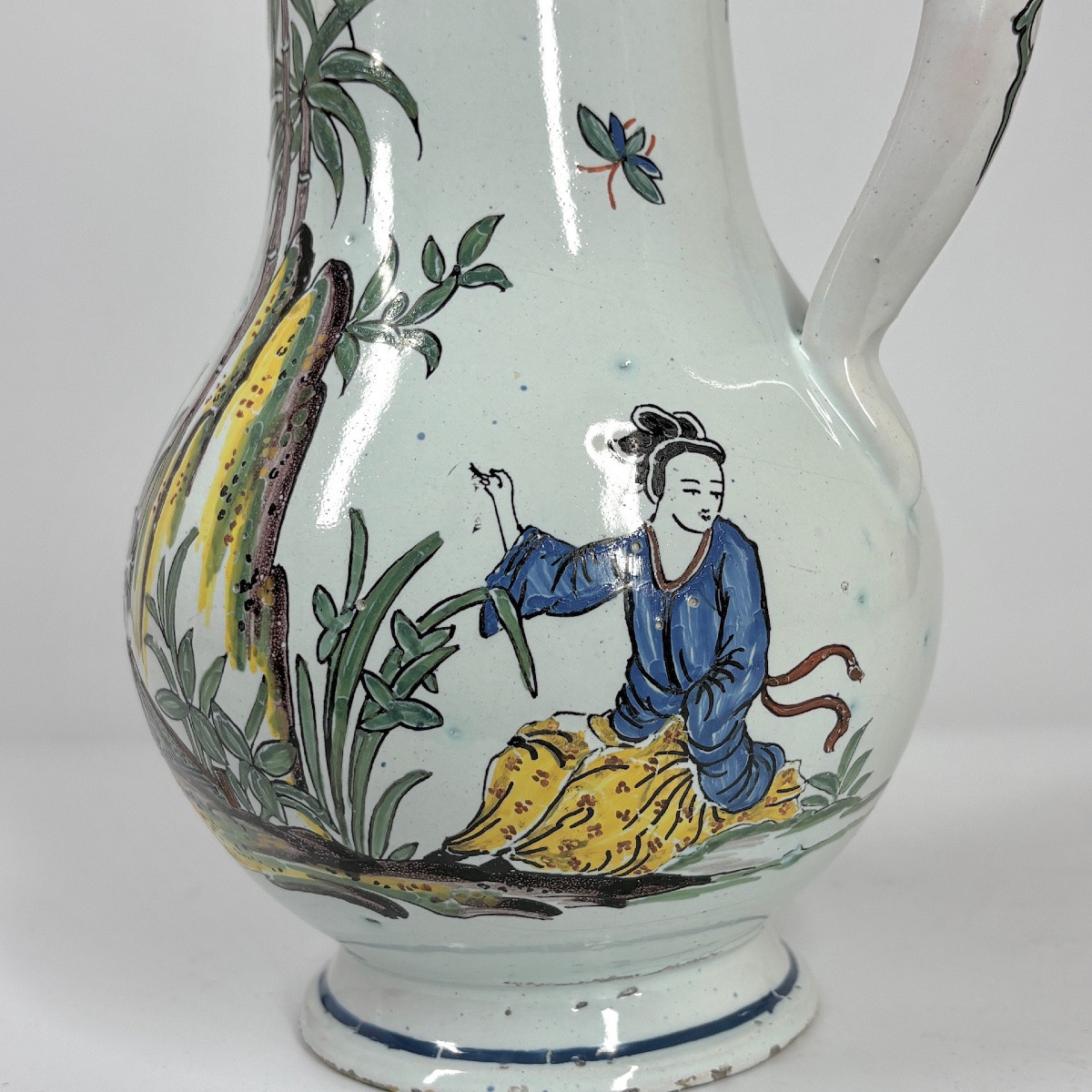 Rare Desvres Earthenware Pitcher With Chinese Figures And A Pagoda - Eighteenth Century-photo-4