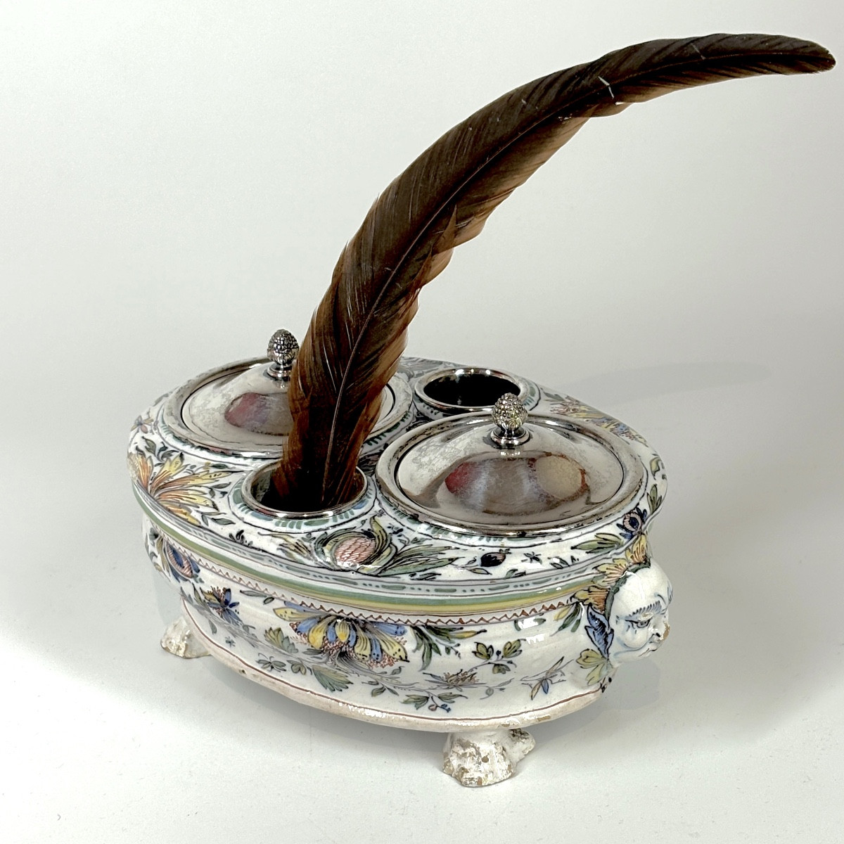 Lyon Faience Oil Cruet Mounted As A Writing Desk - Eighteenth Century