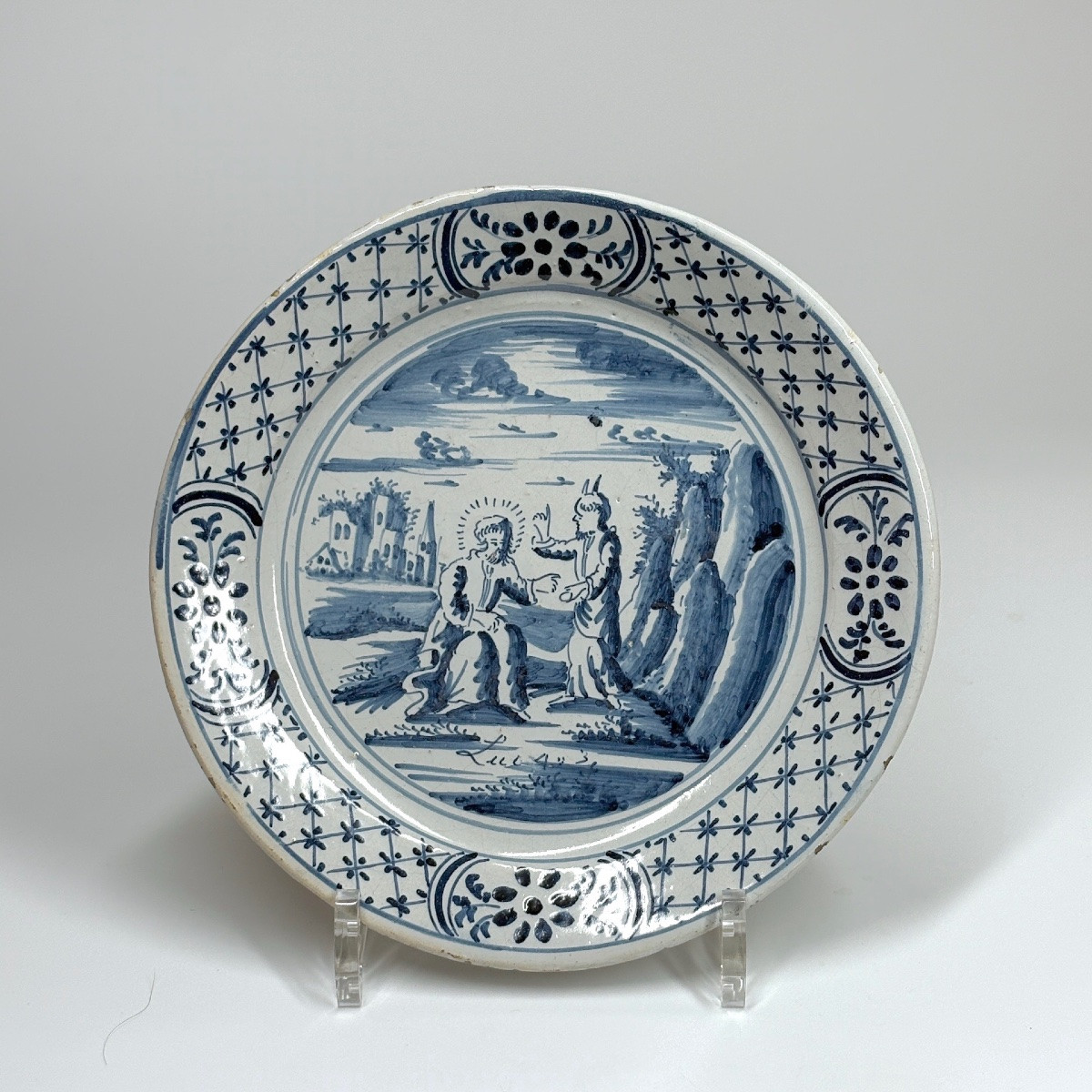 Pays-Bas - Probablement Harlingen - Six assiettes à décor de scènes bibliques - XVIIIe siècle-photo-2