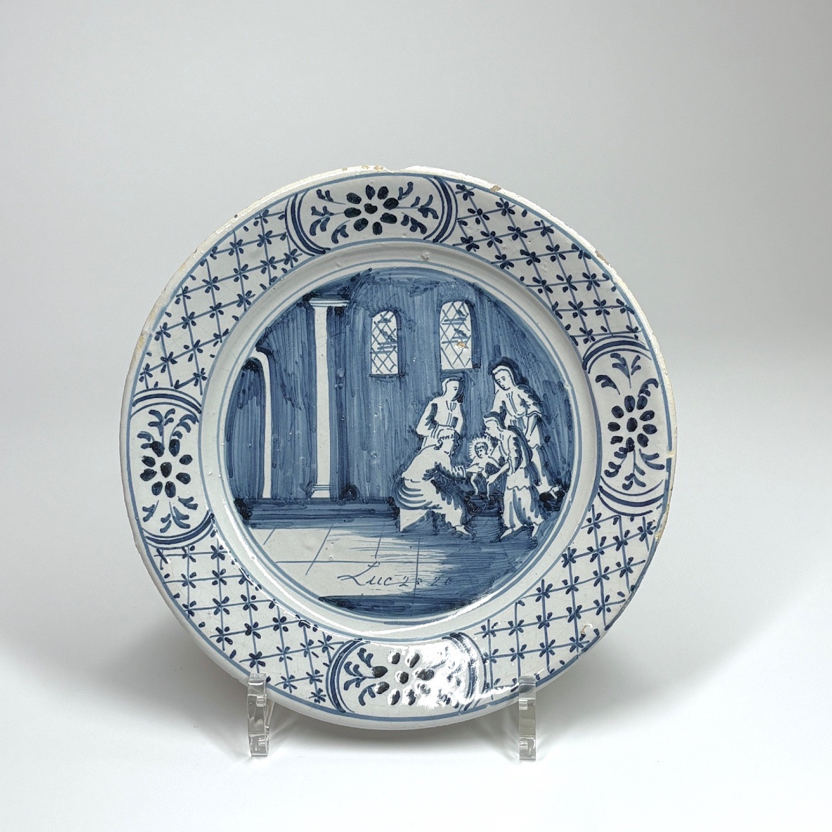 Pays-Bas - Probablement Harlingen - Six assiettes à décor de scènes bibliques - XVIIIe siècle-photo-3