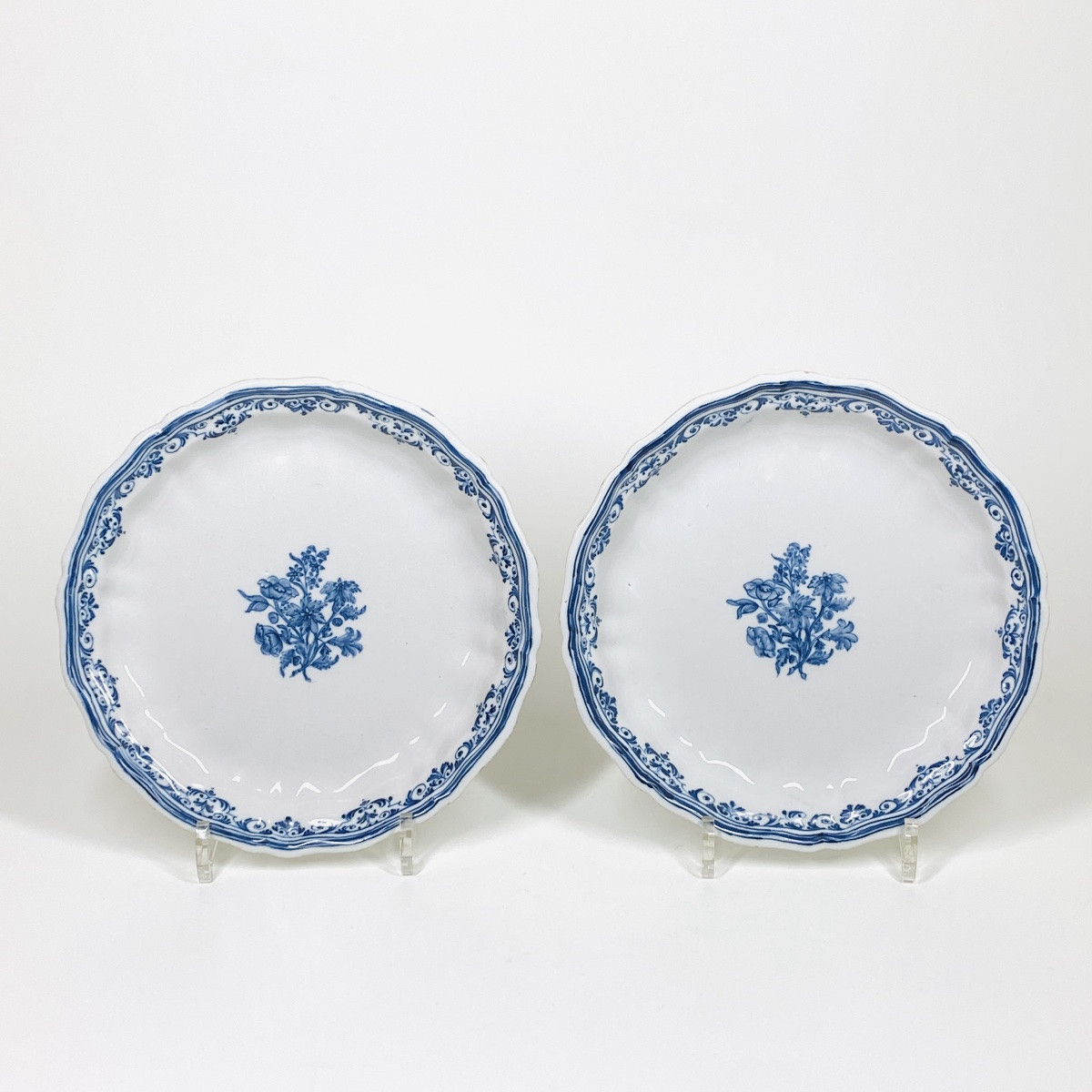 Pair Of Moustiers Earthenware Compote Plates - Eighteenth Century-photo-2