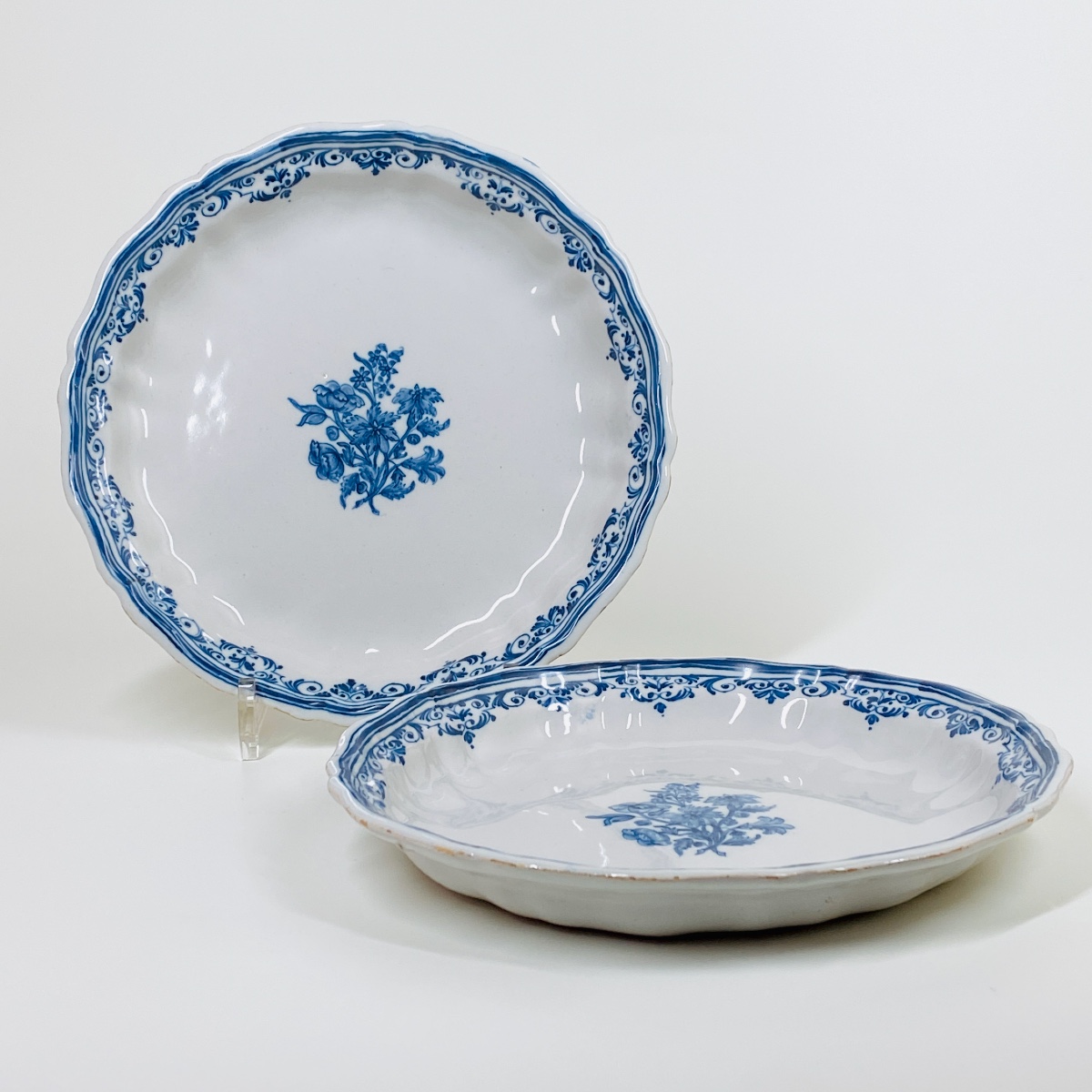 Pair Of Moustiers Earthenware Compote Plates - Eighteenth Century