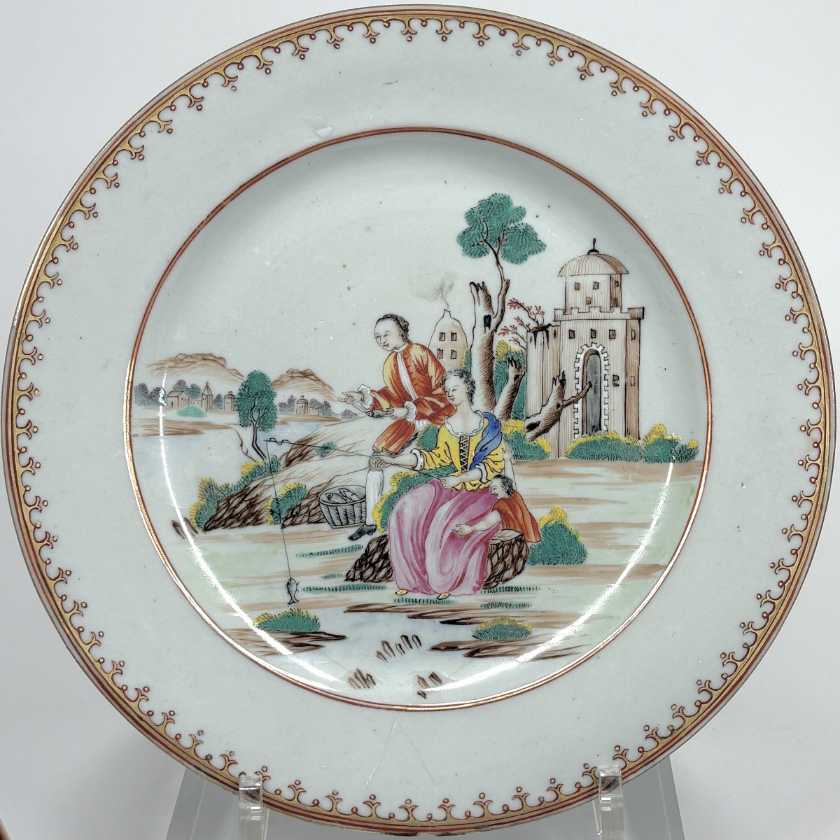 Trois assiettes en porcelaine de la compagnie de Indes - XVIIIe siècle-photo-2