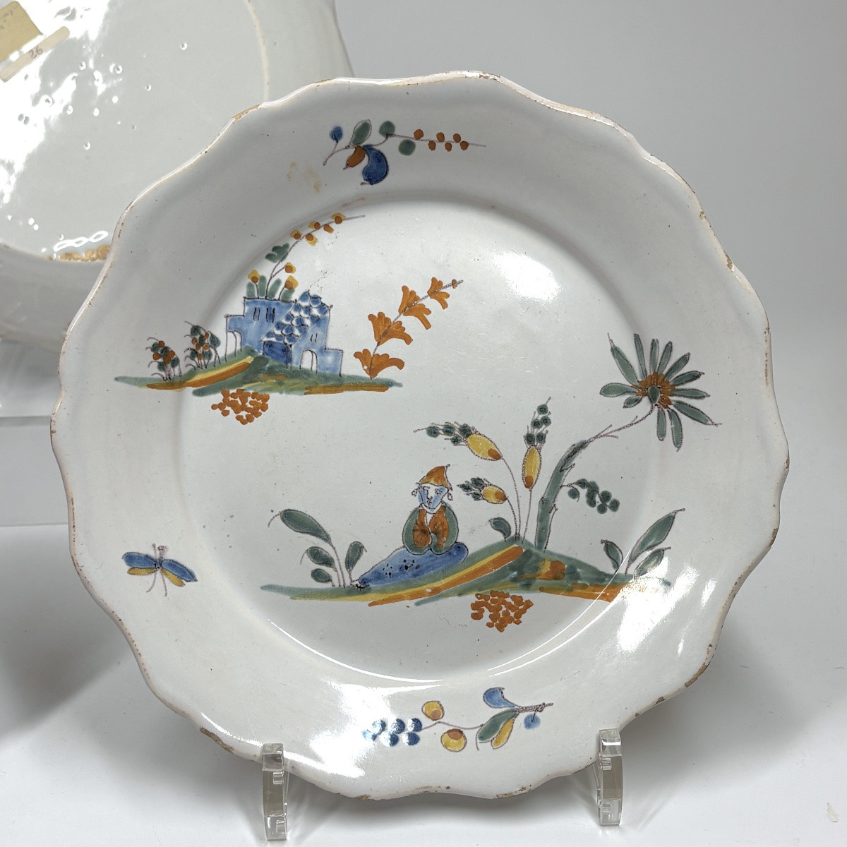 Three Nevers Earthenware Plates Decorated With Chinese Figures - 18th Century-photo-2