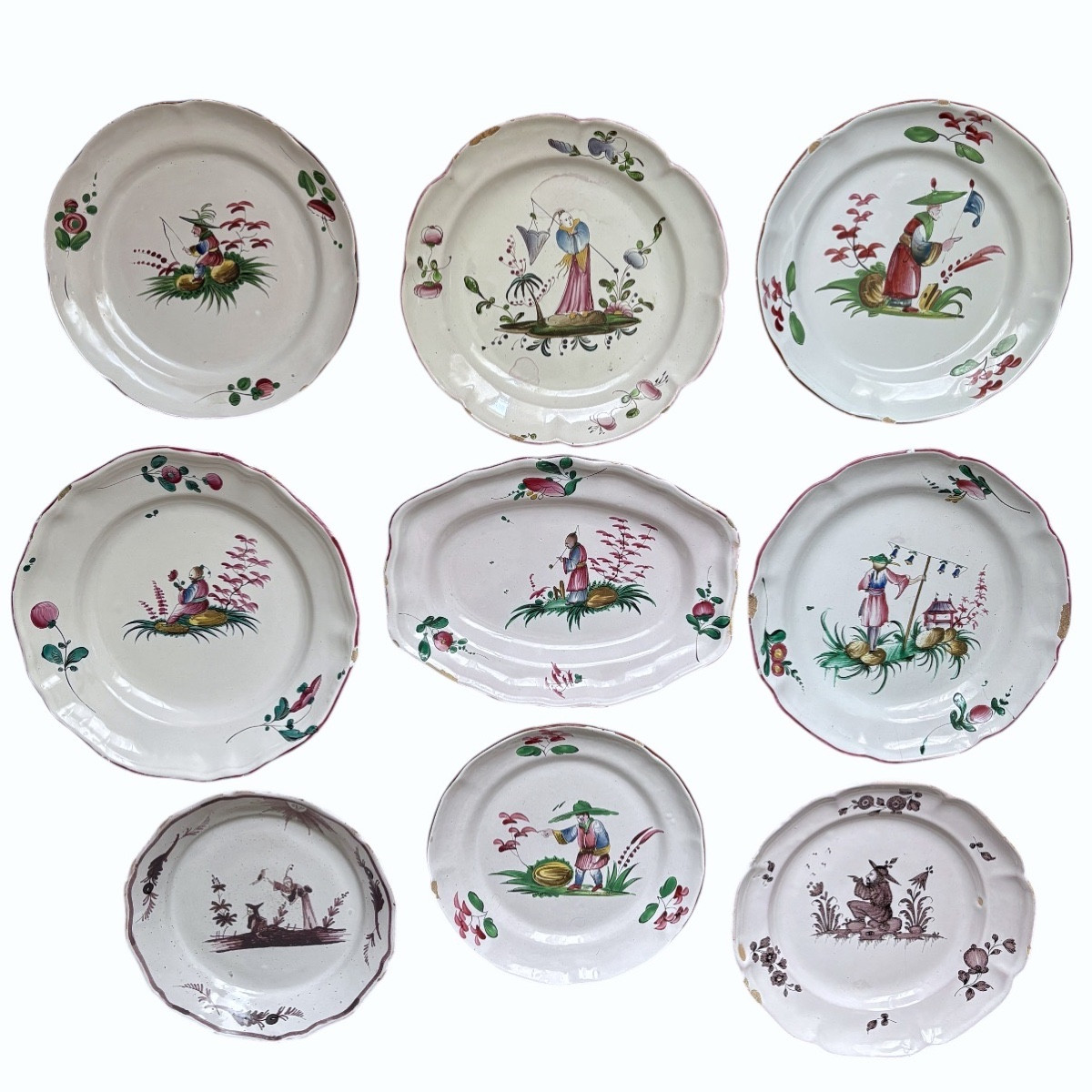 Set Of Nine Earthenware Plates And Dishes From Eastern France - 18th-19th Century
