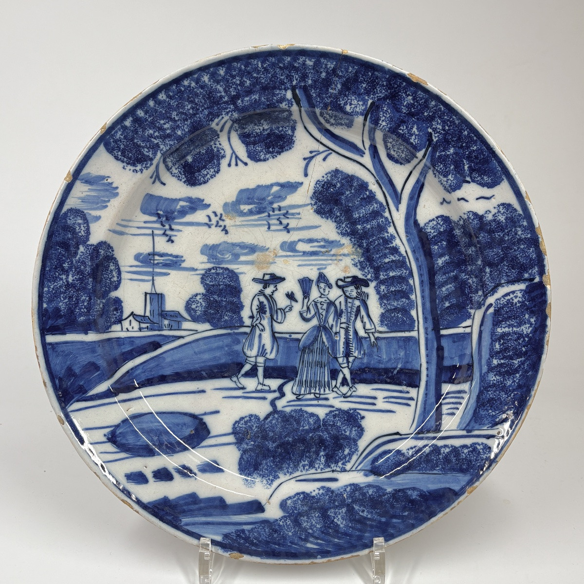A Dish And Three Plates From Delft -18th Century-photo-2
