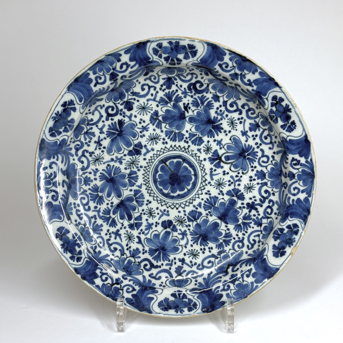 A Dish And Three Plates From Delft -18th Century-photo-2