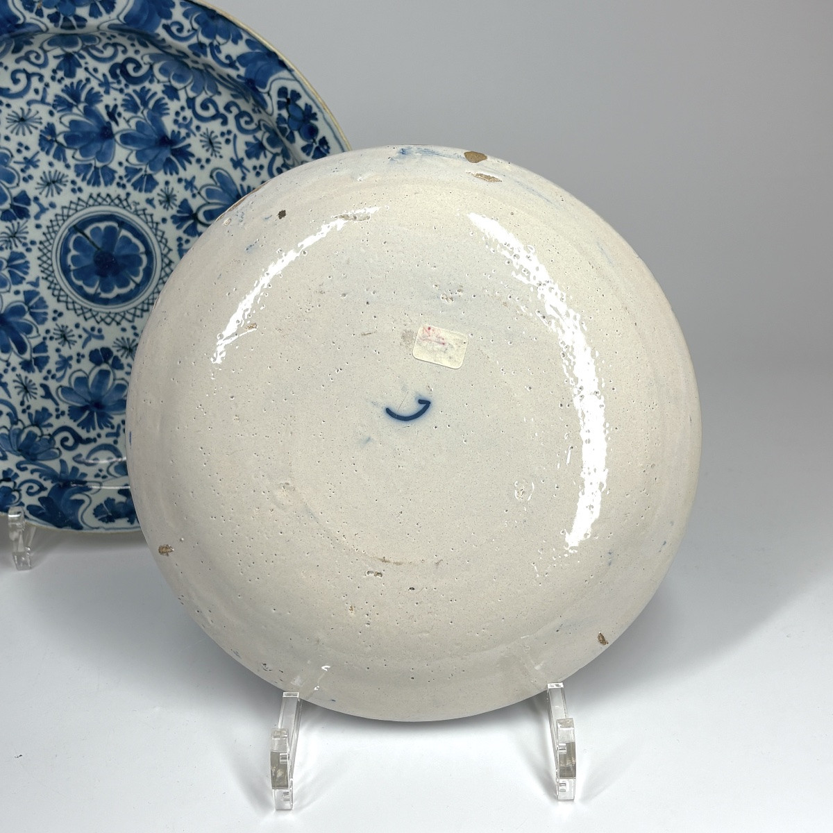 A Dish And Three Plates From Delft -18th Century-photo-3