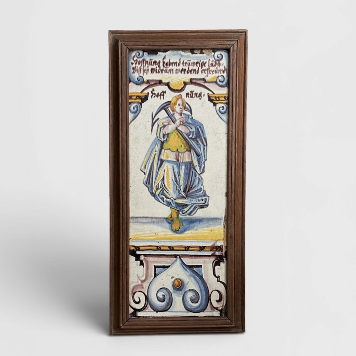 Plaque de poêle rectangulaire en faïence de Winterthur (Suisse) - XVIIe siècle