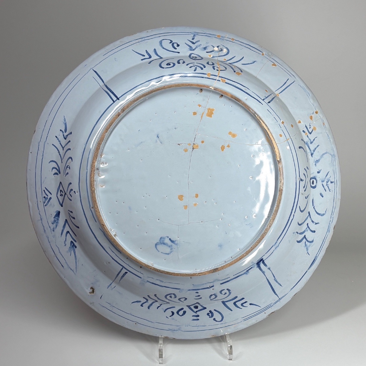 Large Nevers Earthenware Dish Decorated With A Scene Of An Ostrich Hunt - Late 17th Century-photo-4