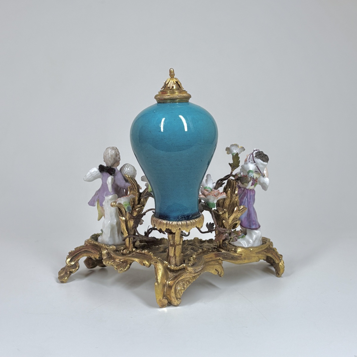 Fontaine à parfum en bronze doré et porcelaine - XIXe siècle-photo-2