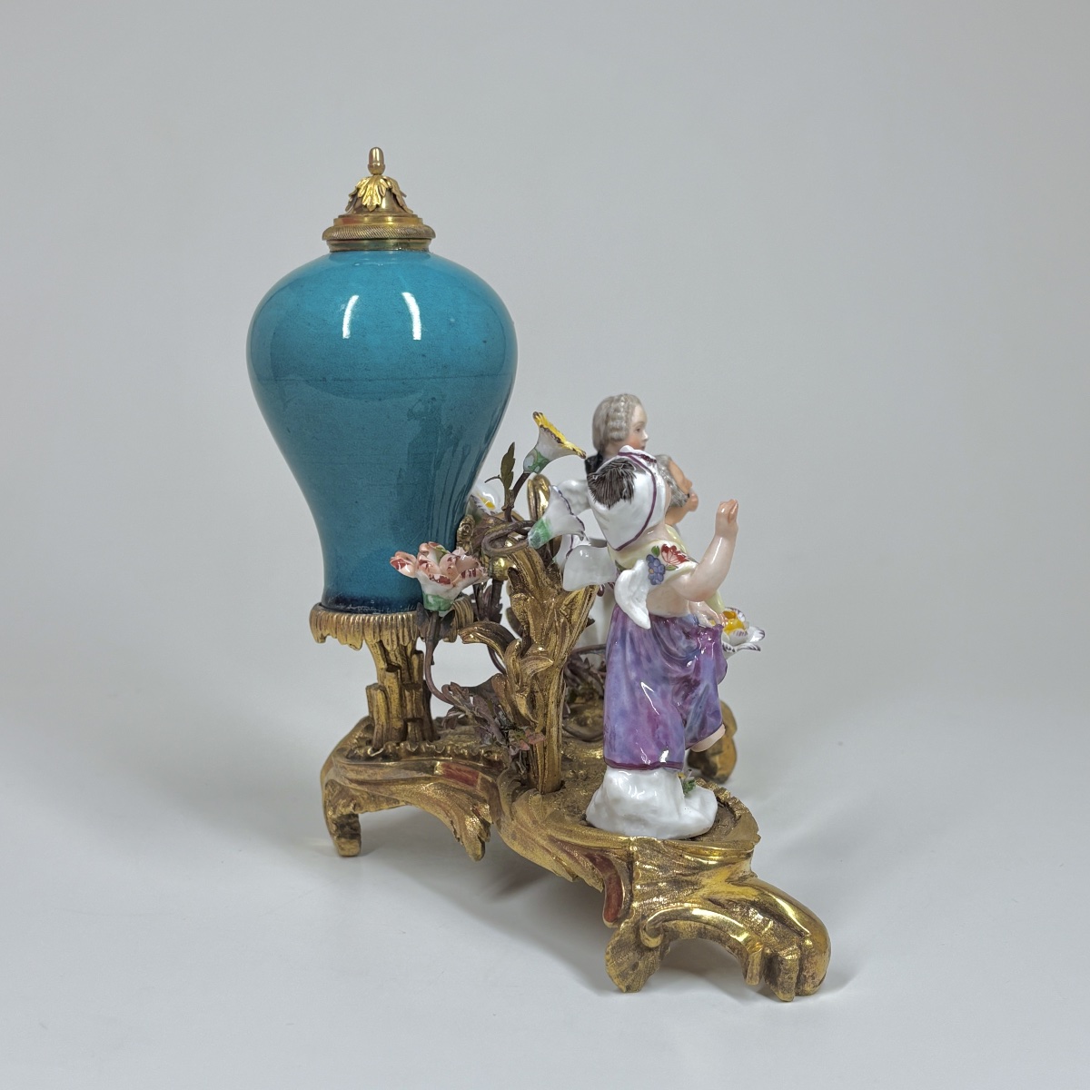 Fontaine à parfum en bronze doré et porcelaine - XIXe siècle-photo-3