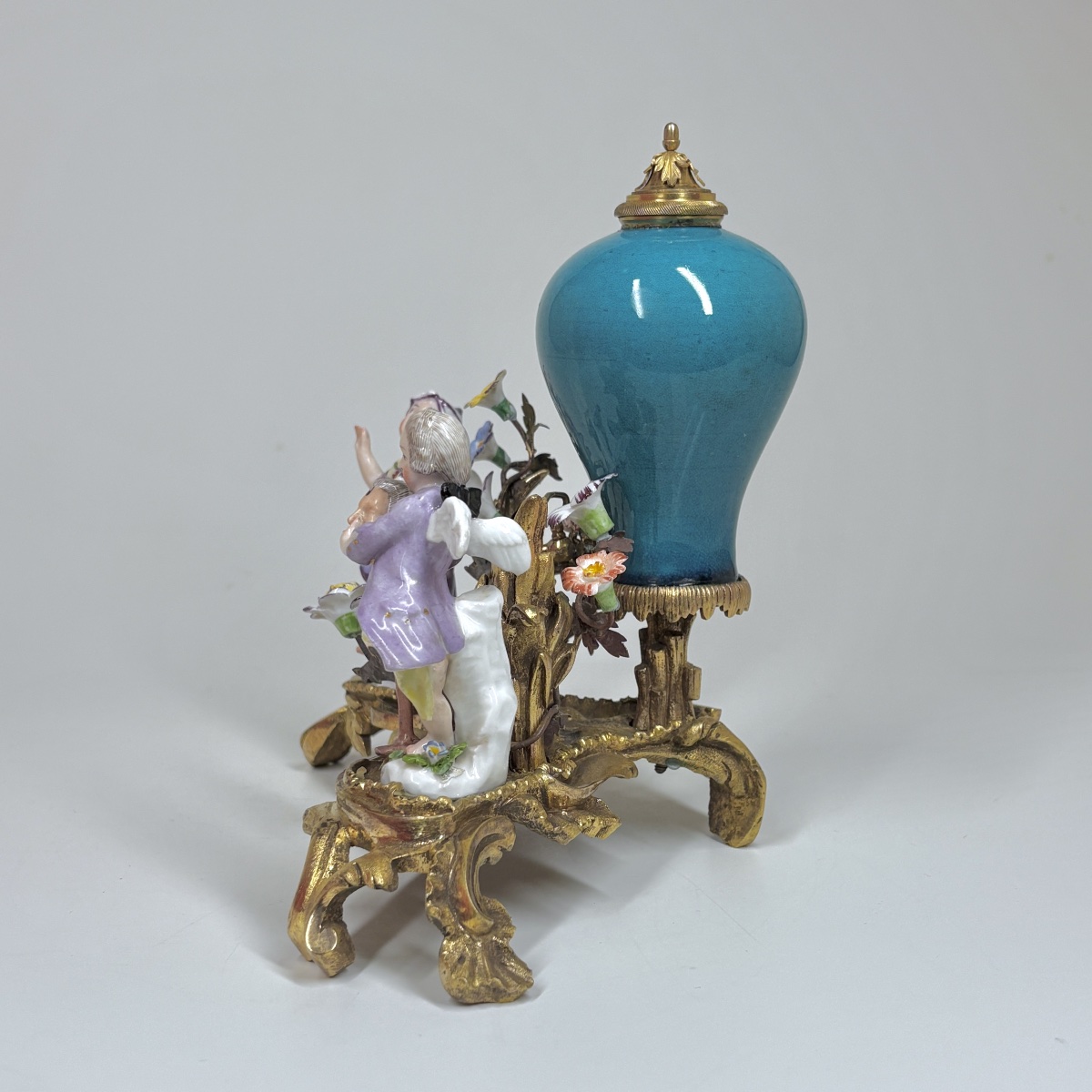 Fontaine à parfum en bronze doré et porcelaine - XIXe siècle-photo-4