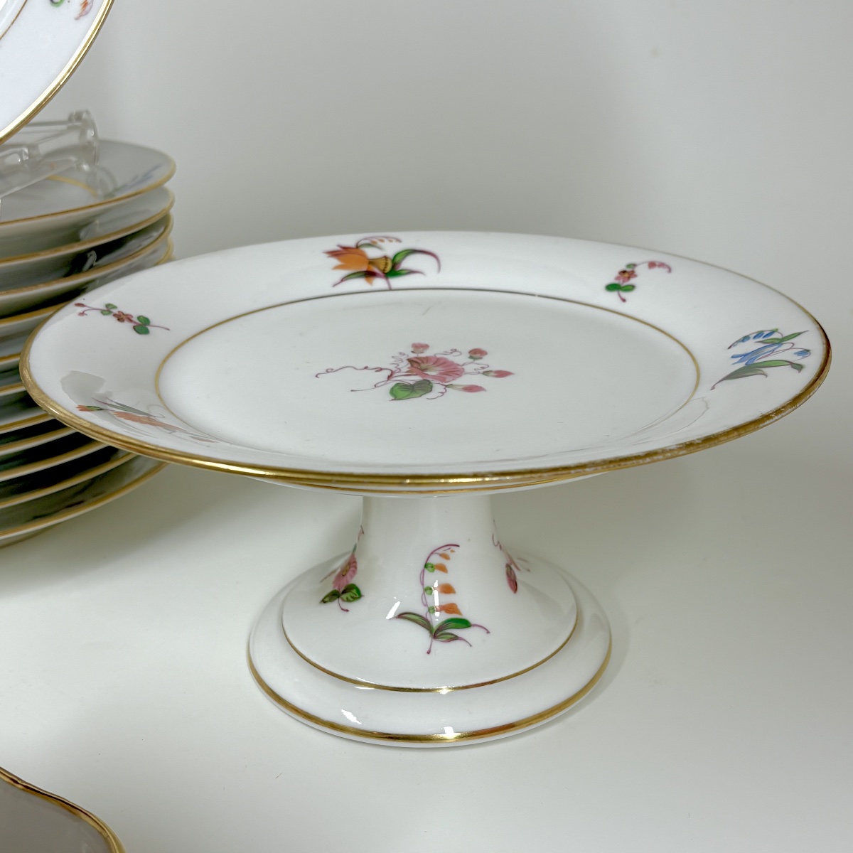 Paris - Fabrique Rousseau - Porcelain Dessert Set With Floral Decoration - 19th Century-photo-1