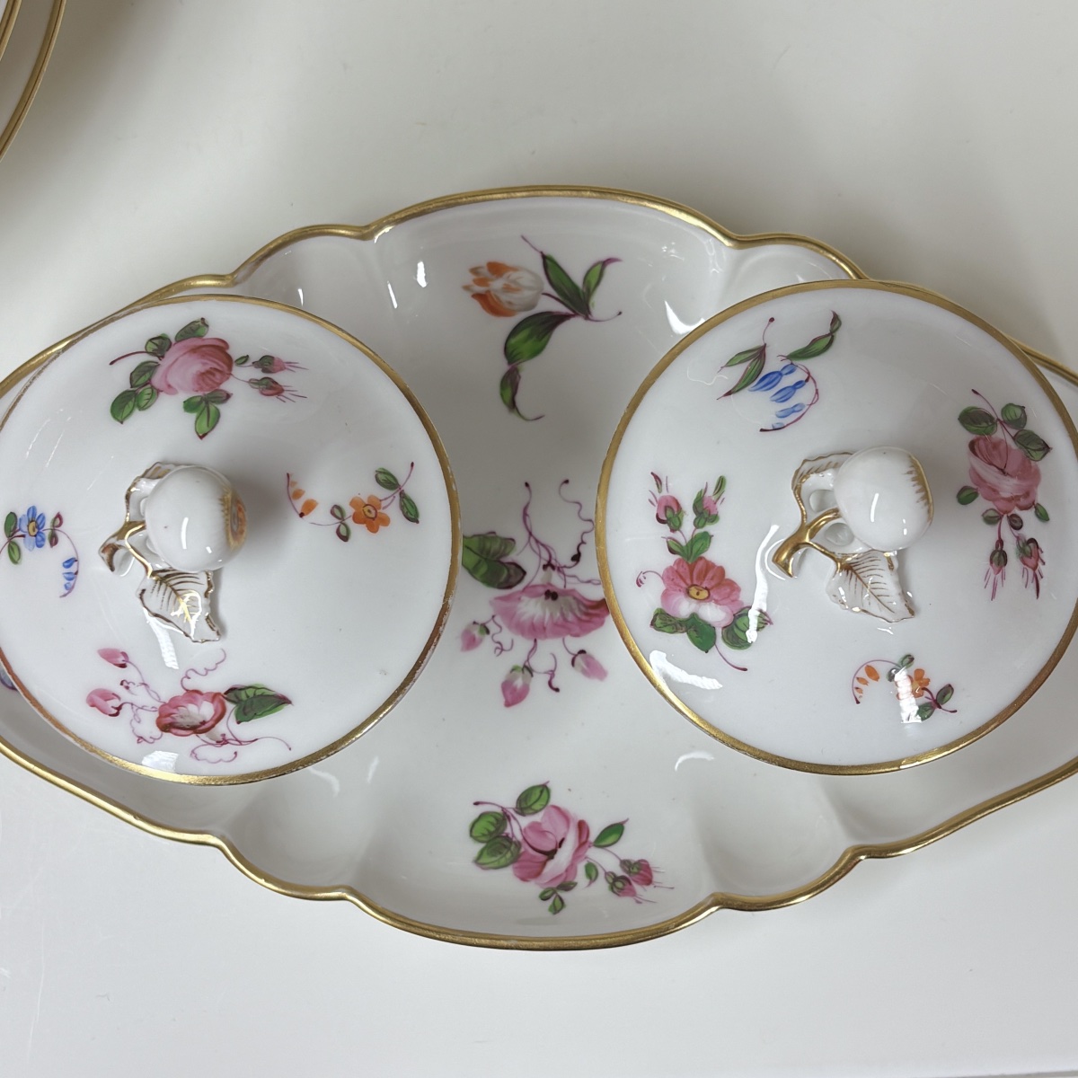 Paris - Fabrique Rousseau - Porcelain Dessert Set With Floral Decoration - 19th Century-photo-2