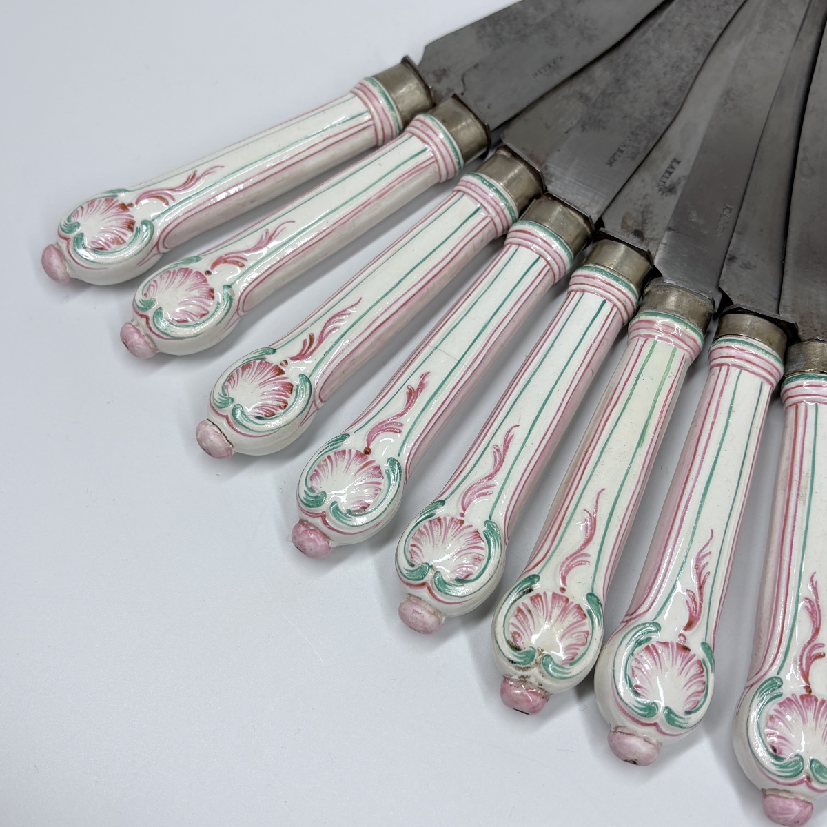 Set Of Fifteen Knives With Lunéville Earthenware Handles—19th Century-photo-2