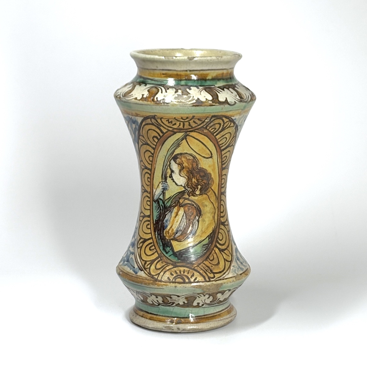 Majolica Albarello From Sciacca (sicily) — Seventeenth Century
