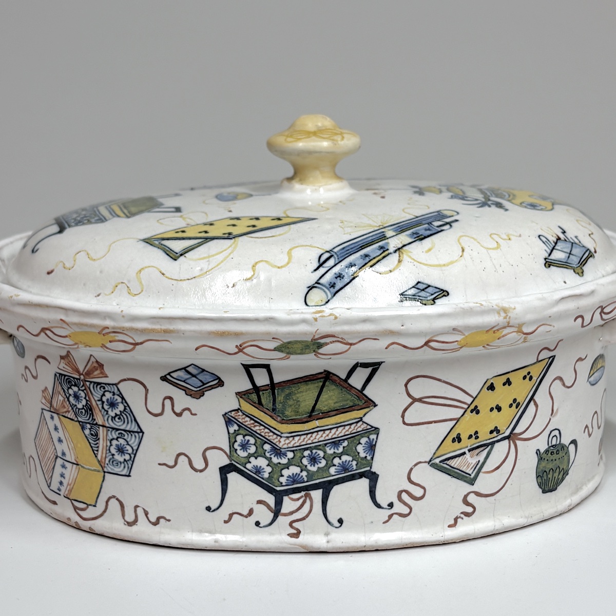 Rouen Earthenware Terrine With A So-called “échantillon” Decoration—eighteenth Century-photo-2