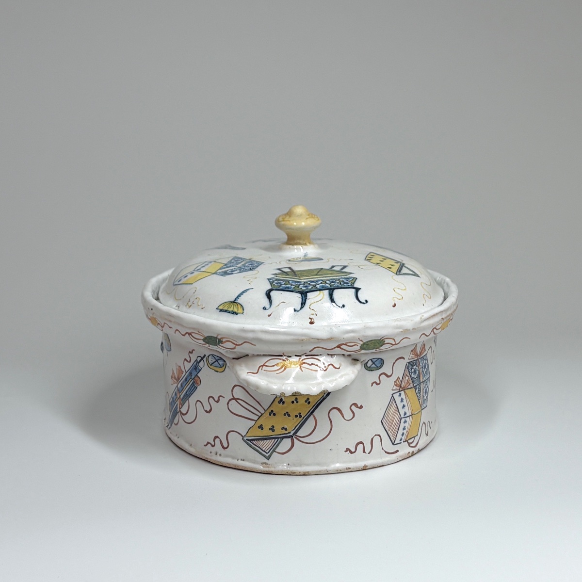 Rouen Earthenware Terrine With A So-called “échantillon” Decoration—eighteenth Century-photo-4