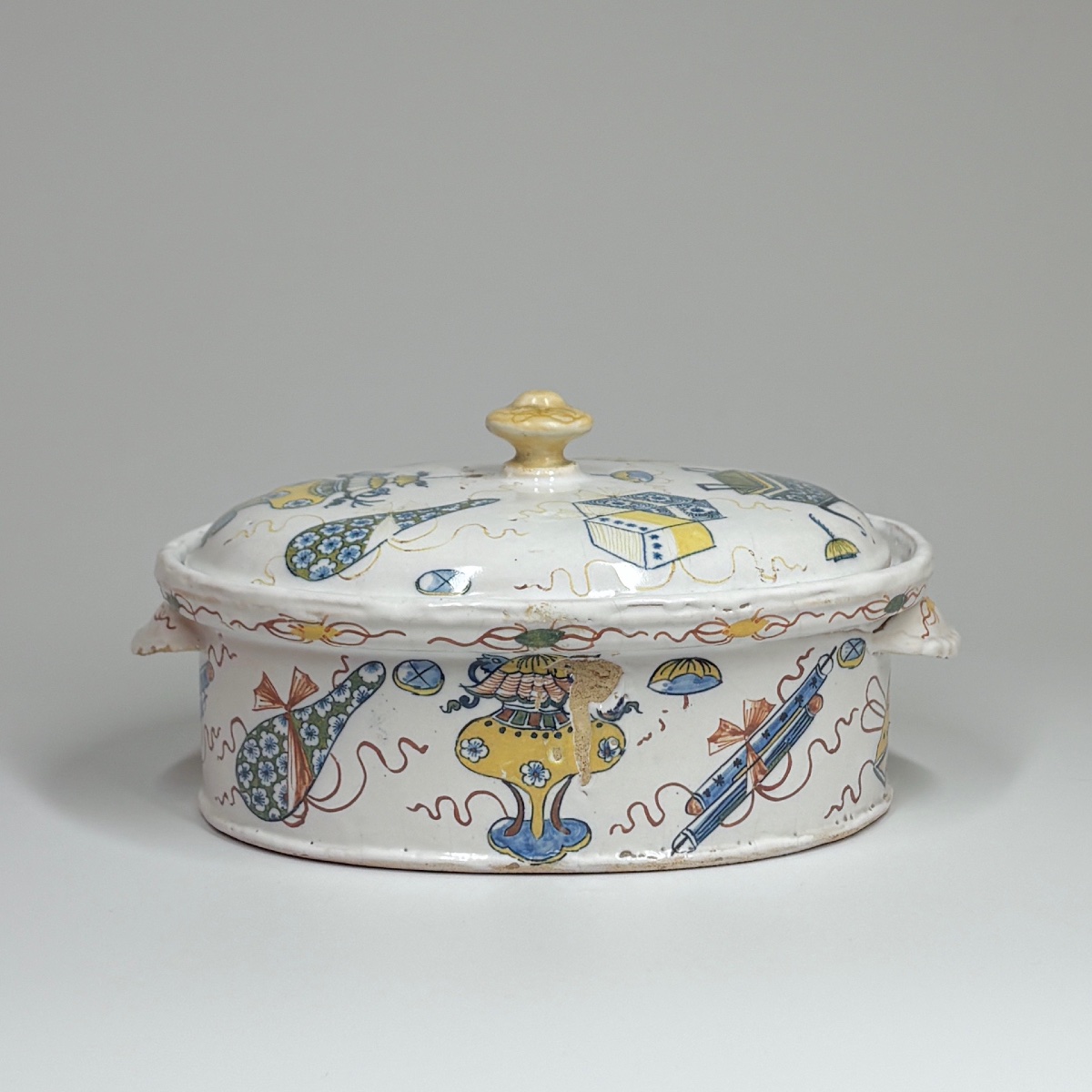 Rouen Earthenware Terrine With A So-called “échantillon” Decoration—eighteenth Century-photo-1