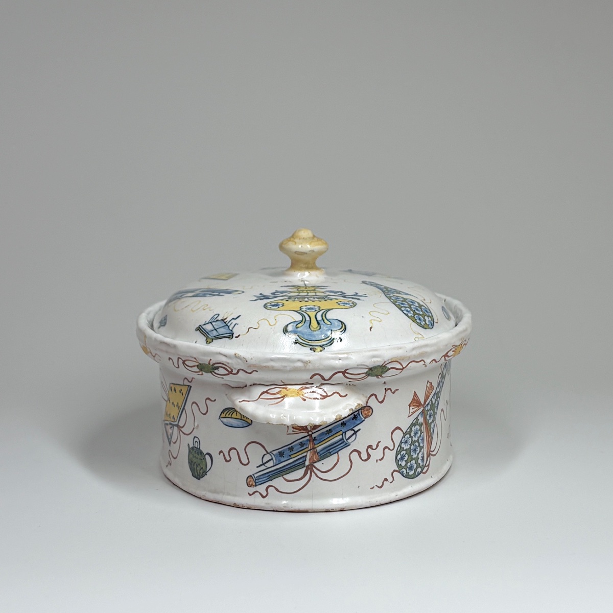 Rouen Earthenware Terrine With A So-called “échantillon” Decoration—eighteenth Century-photo-2