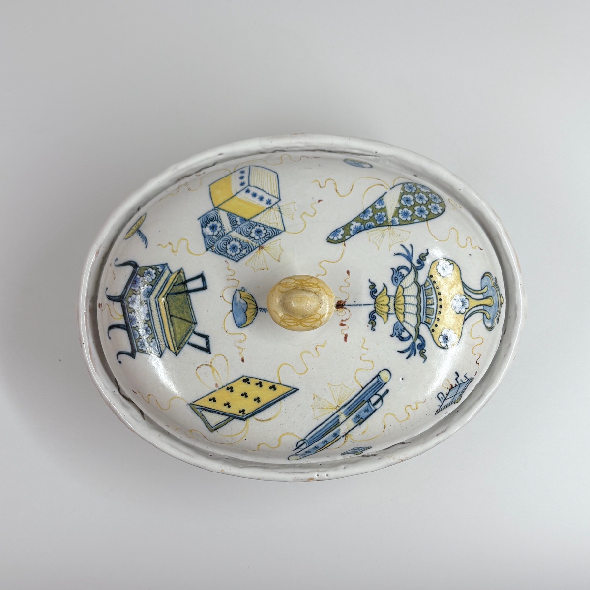 Rouen Earthenware Terrine With A So-called “échantillon” Decoration—eighteenth Century-photo-4