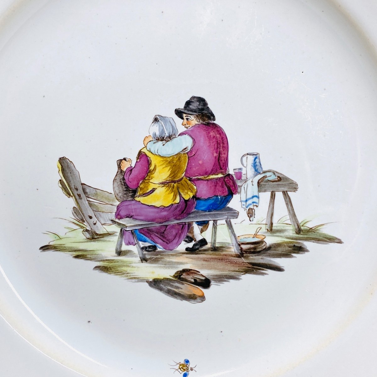 Earthenware Plate From Sceaux Decorated With A Tavern Scene - Eighteenth Century-photo-2