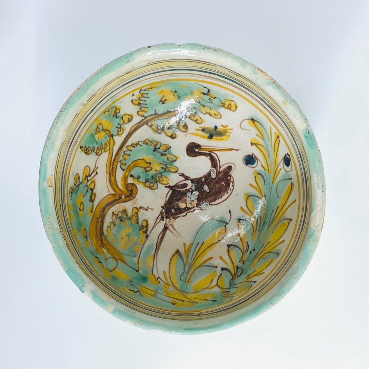 Talavera - Two Cups Decorated With A Wader And A Hare - Eighteenth Century-photo-1