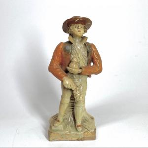 Statuette Of A Young Man - Glazed Clay - Provence, Apt ? - Nineteenth Century