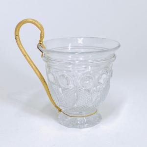 Cup In Cut Crystal And Bronze Handle - Early Nineteenth Century