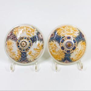 Marseille - Fauchier - Two Lids With Yellow Camaieu Decor - 18th Century