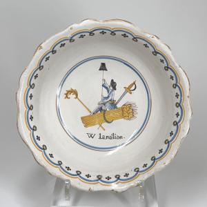 Nevers Earthenware Bowl With Revolutionary Décor - 18th Century