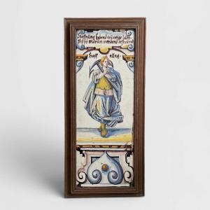 Plaque de poêle rectangulaire en faïence de Winterthur (Suisse) - XVIIe siècle