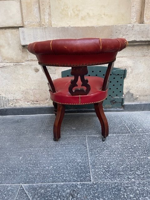 English Chair In Mahogany And Leather-photo-4