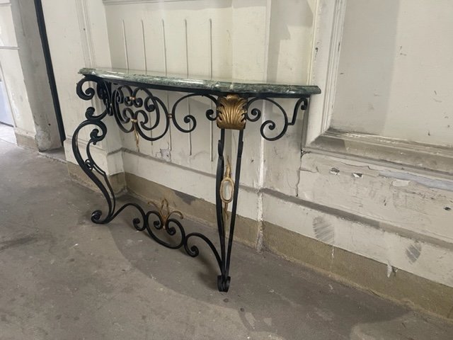 Console In Wrought Iron And Gilt Metal-photo-3