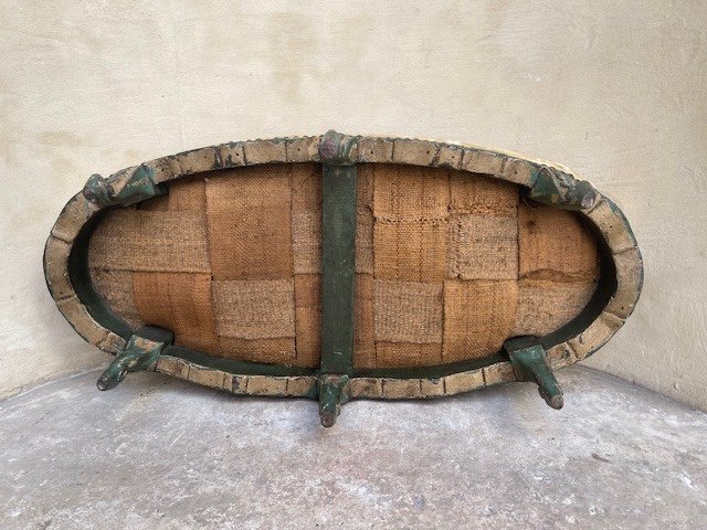 Stool With Six Legs In Carved And Painted Wood. France XVIIIth Century.-photo-3