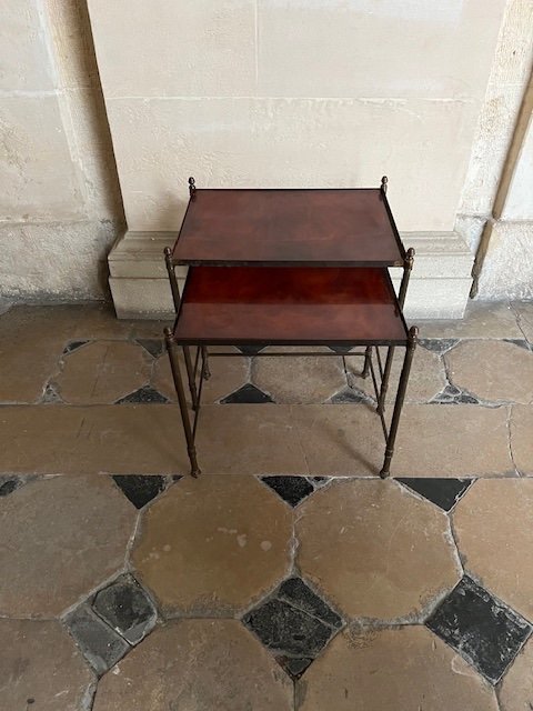 Two Metal Side Tables Probably Maison Jansen.-photo-2
