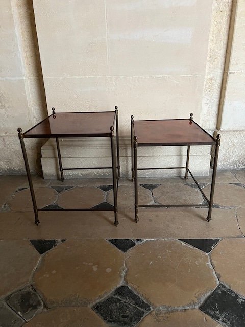 Two Metal Side Tables Probably Maison Jansen.-photo-4