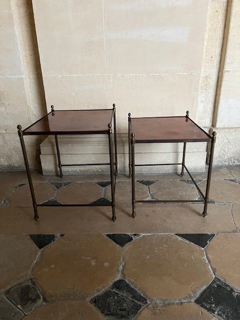 Two Metal Side Tables Probably Maison Jansen.
