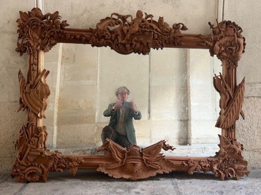 Miroir Décoratif En Bois Sculpté, Orné d'éléments Marins