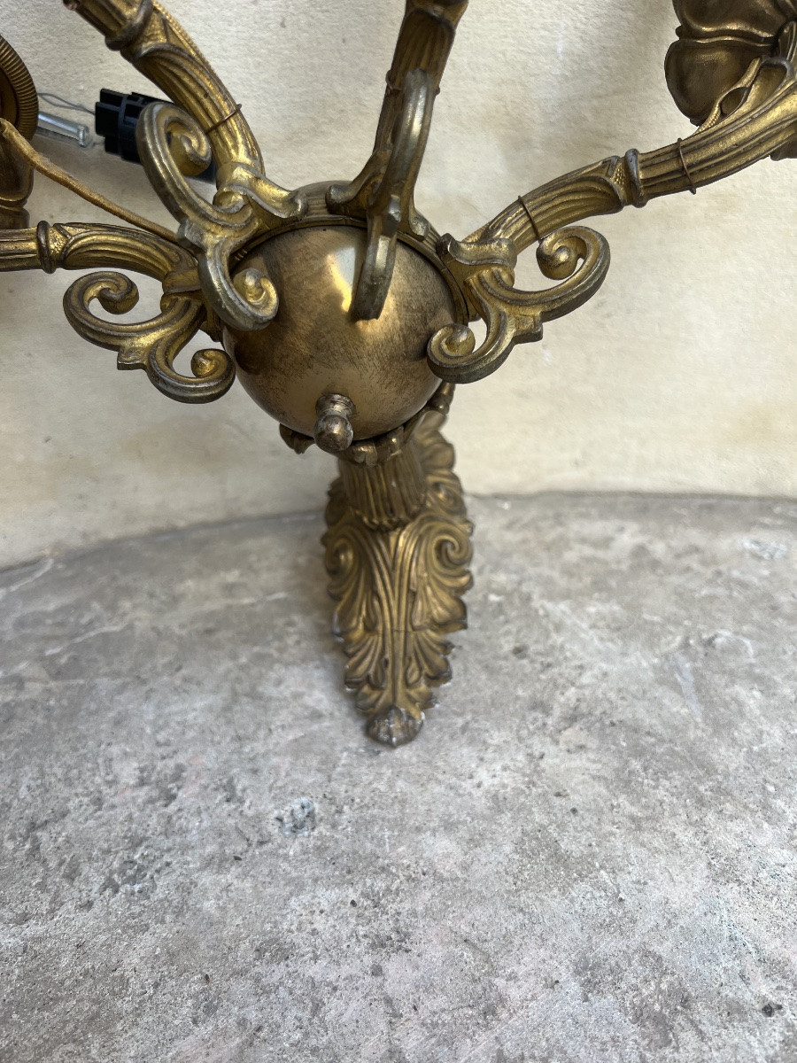 Paire d'appliques à quatre lumières en bronze doré à décor de rinceaux-photo-3