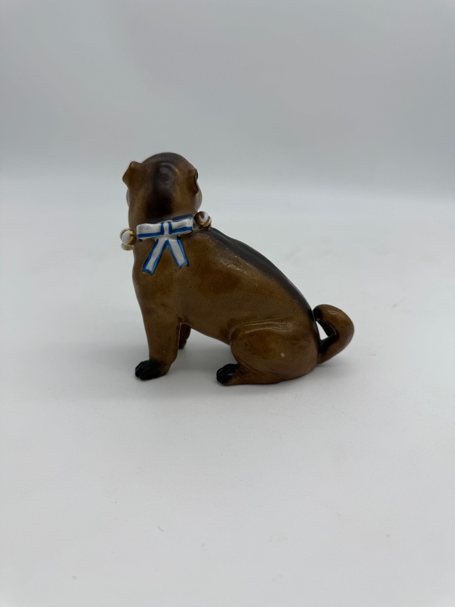 Bouledogue français en porcelaine polychrome -photo-3