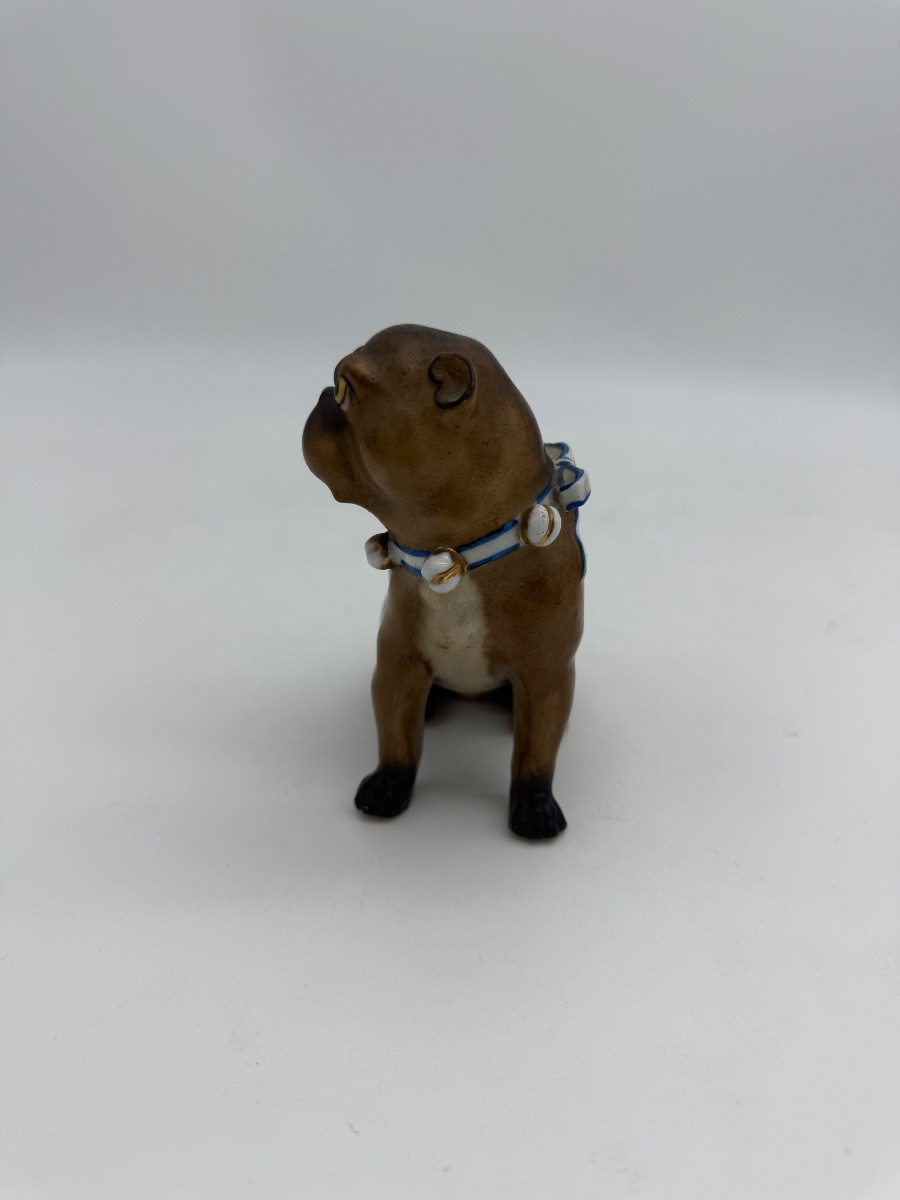 Bouledogue français en porcelaine polychrome -photo-4