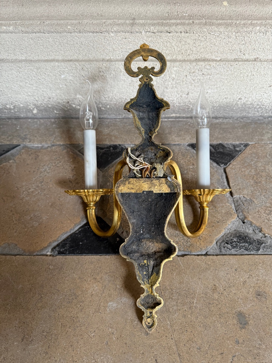 Trois appliques en bronze doré-photo-2