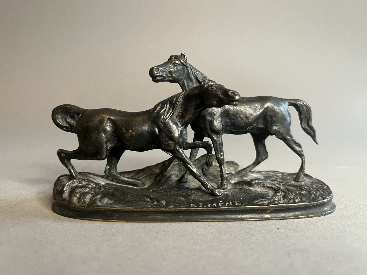 Sculpture After Leads Horses To The Embrace In Bronze 